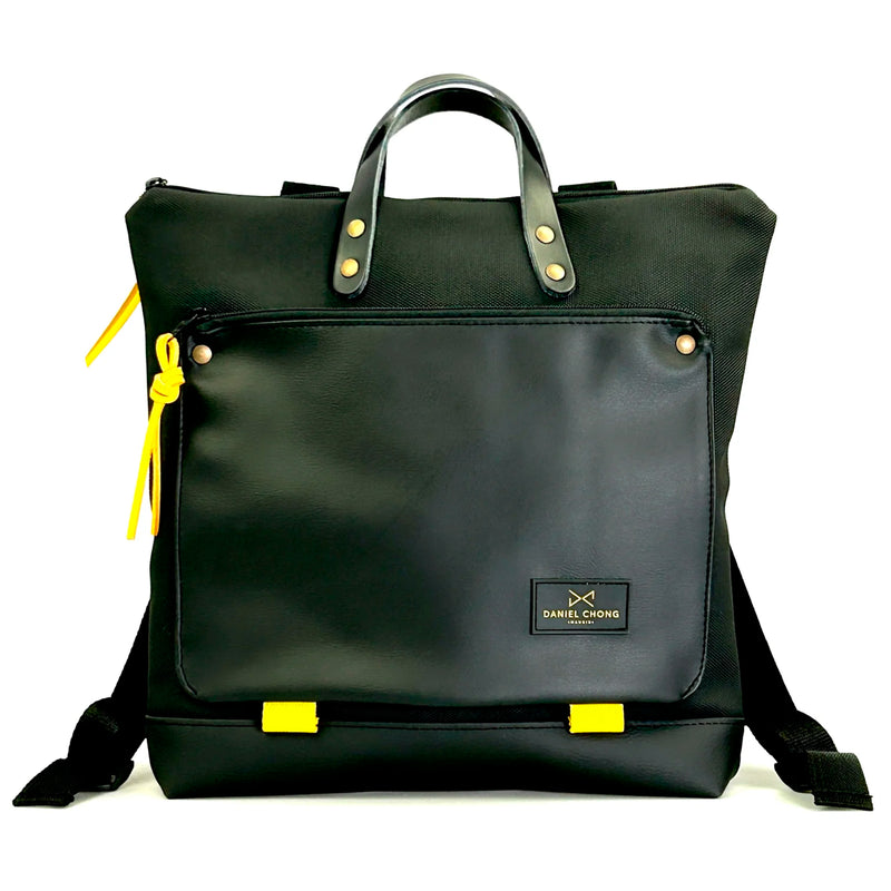 Mochila Book Holder Cuadrada Impermeable con bolsillo extra Daniel Chong - Negro