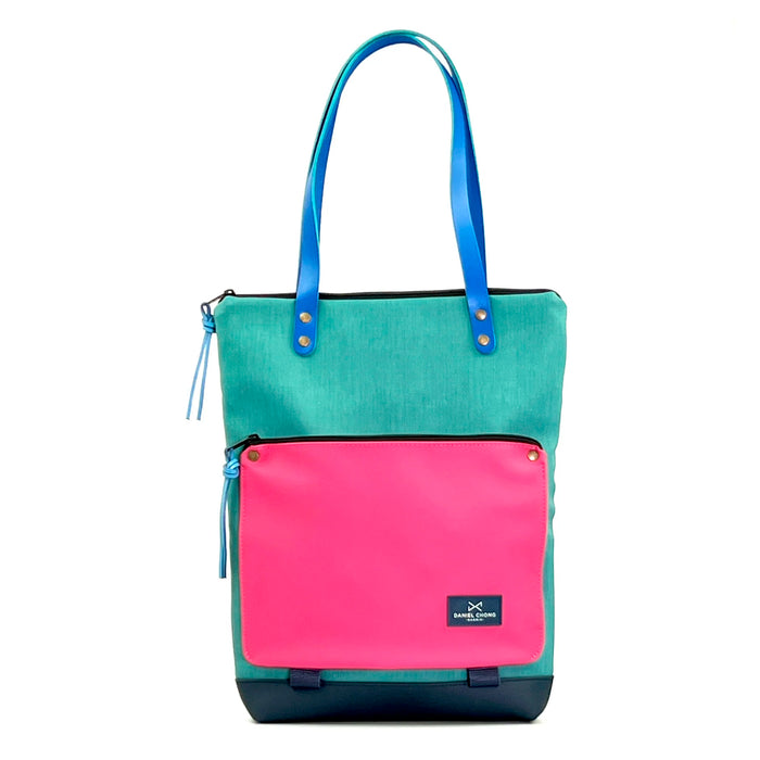 Bolso Book Holder Impermeable con bolsillo extra Daniel Chong - Turquesa con bolsillo fucsia