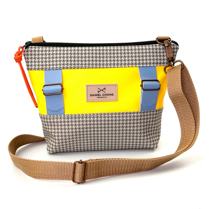 Bandolera Mini Basket Daniel Chong - Azul, amarillo y pata de gallo