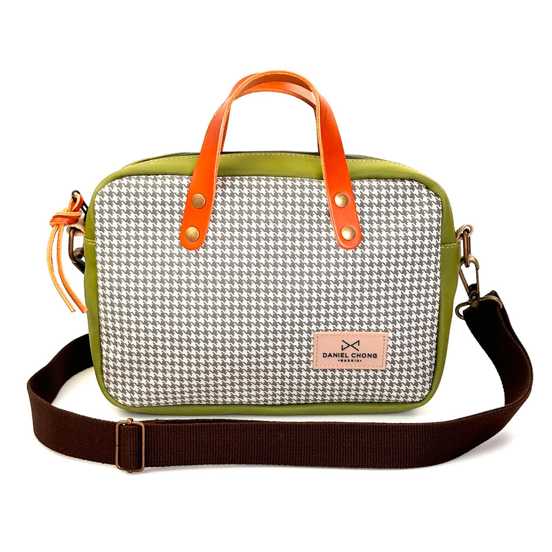 Bandolera Urban Box con asas impermeable Daniel Chong - Pata de gallo y verde