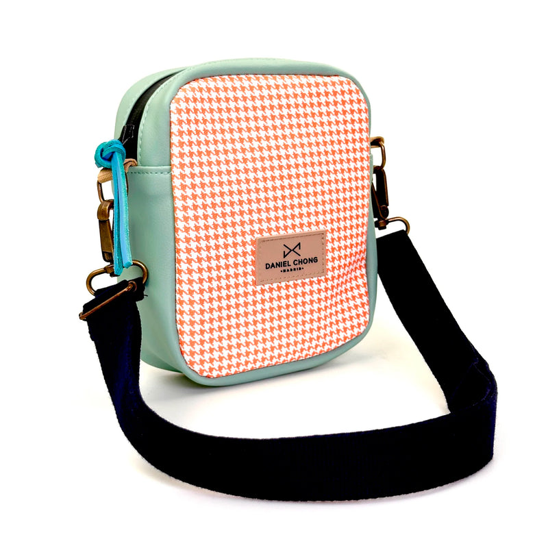 Bandolera Urban Box Mini impermeable Daniel Chong - Pata de gallo y menta