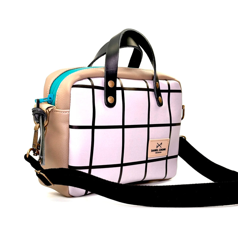 Bandolera Urban Box con asas impermeable Daniel Chong - Cuadriculado y beige