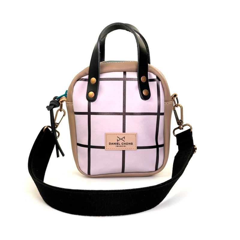 Bandolera Urban Box Mini con asas impermeable Daniel Chong - Cuadriculado y beige