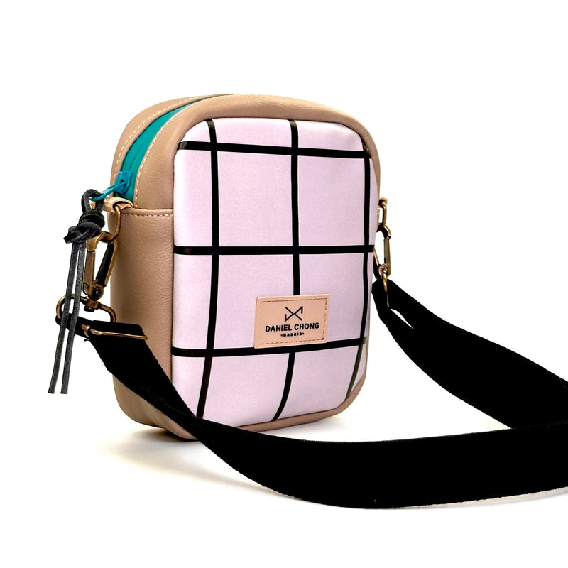 Bandolera Urban Box Mini impermeable Daniel Chong - Cuadriculado y beige