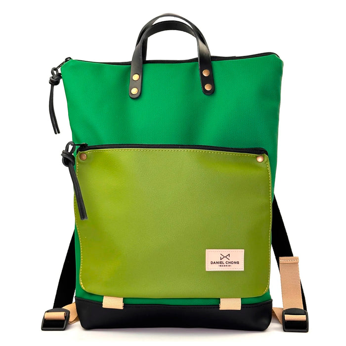 Mochila Book Holder Impermeable con bolsillo extra Daniel Chong - Verde con bolsillo verde lima