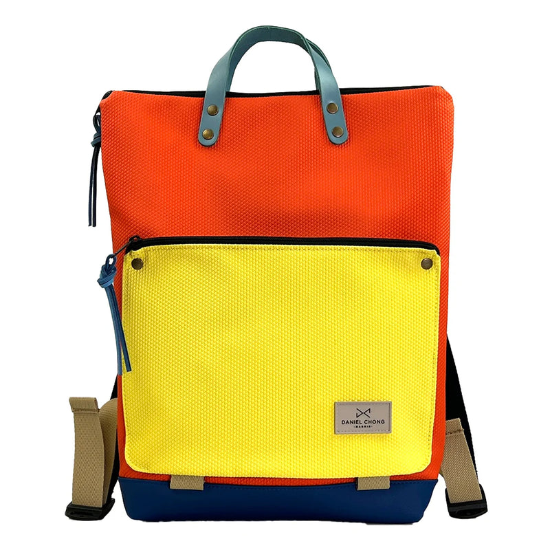 Mochila Book Holder Zafiro con bolsillo extra Daniel Chong - Naranja con bolsillo amarillo
