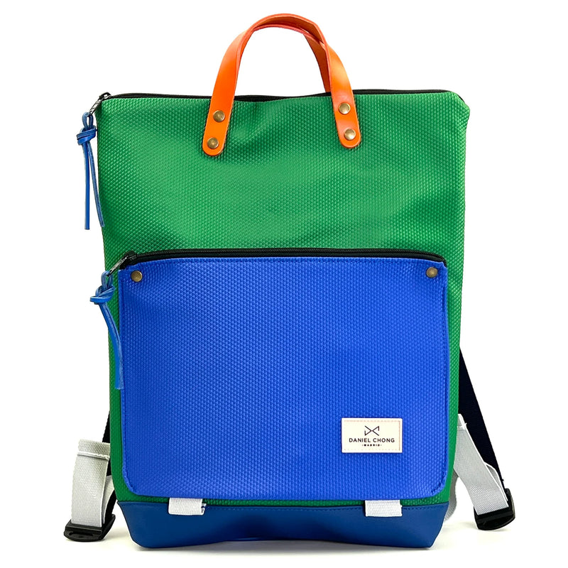 Mochila Book Holder Zafiro con bolsillo extra Daniel Chong - Verde con bolsillo azul