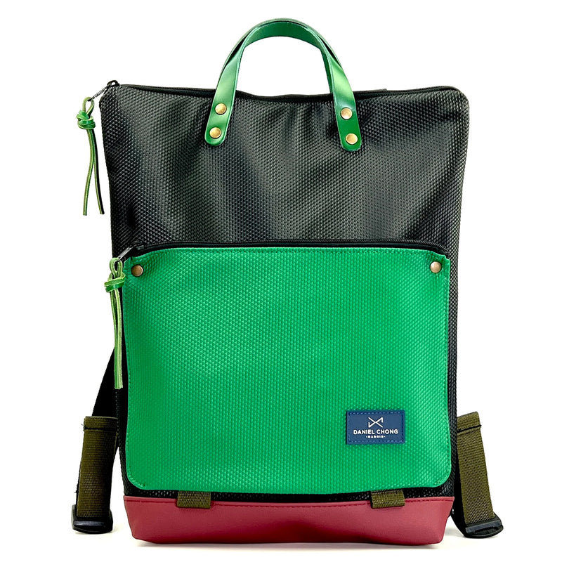 Mochila Book Holder Zafiro con bolsillo extra Daniel Chong - Negra con bolsillo verde