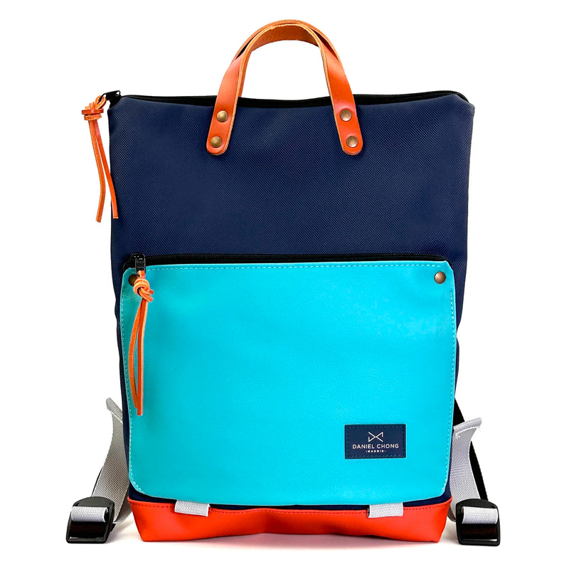 Mochila Book Holder Impermeable con bolsillo extra Daniel Chong - Azul con bolsillo azul