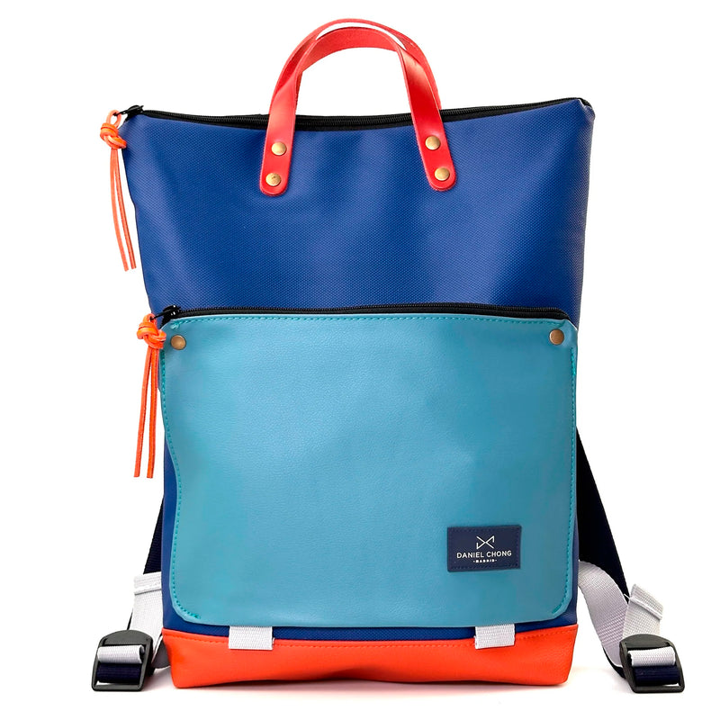 Mochila Book Holder Impermeable con bolsillo extra Daniel Chong - Azul con bolsillo azul