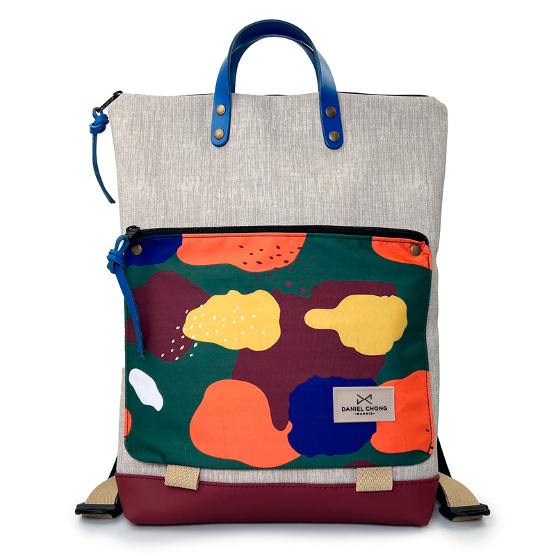 Mochila Book Holder Impermeable con bolsillo extra Daniel Chong - Gris con bolsillo camuflaje