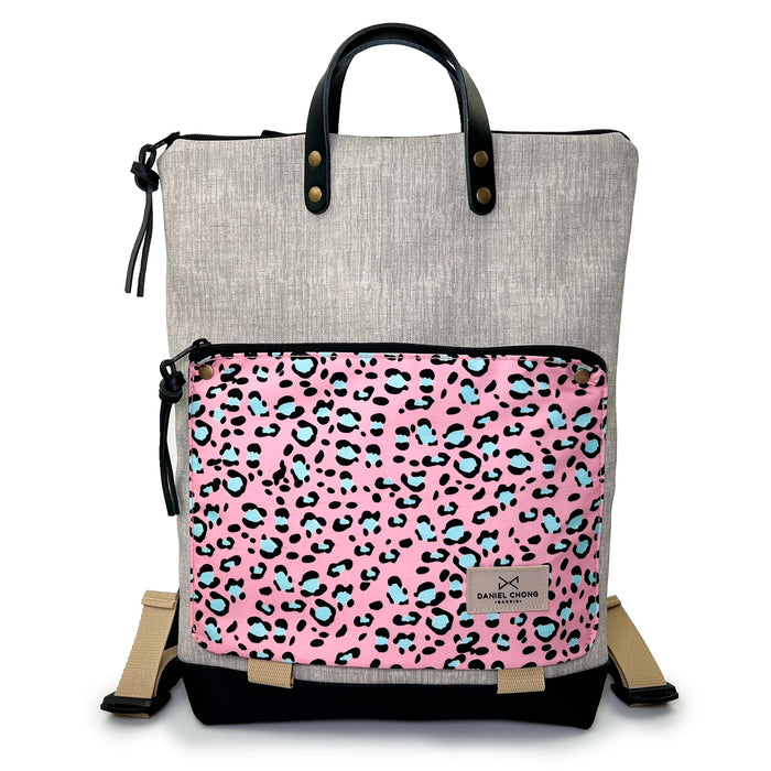 Mochila Book Holder Impermeable con bolsillo extra Daniel Chong - Gris con bolsillo animal print