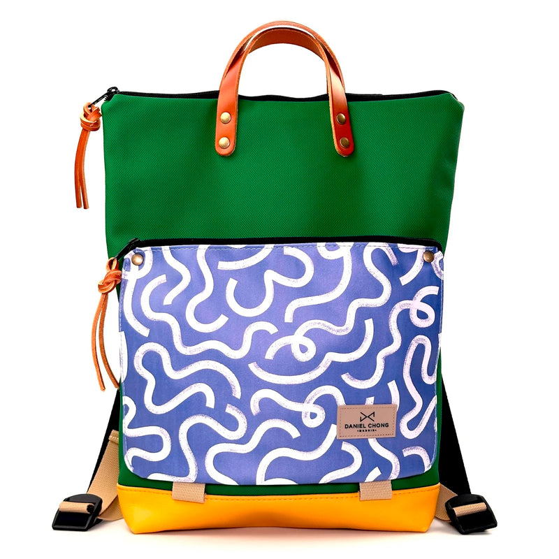 Mochila Book Holder Impermeable con bolsillo extra Daniel Chong - Verde con bolsillo vueltas