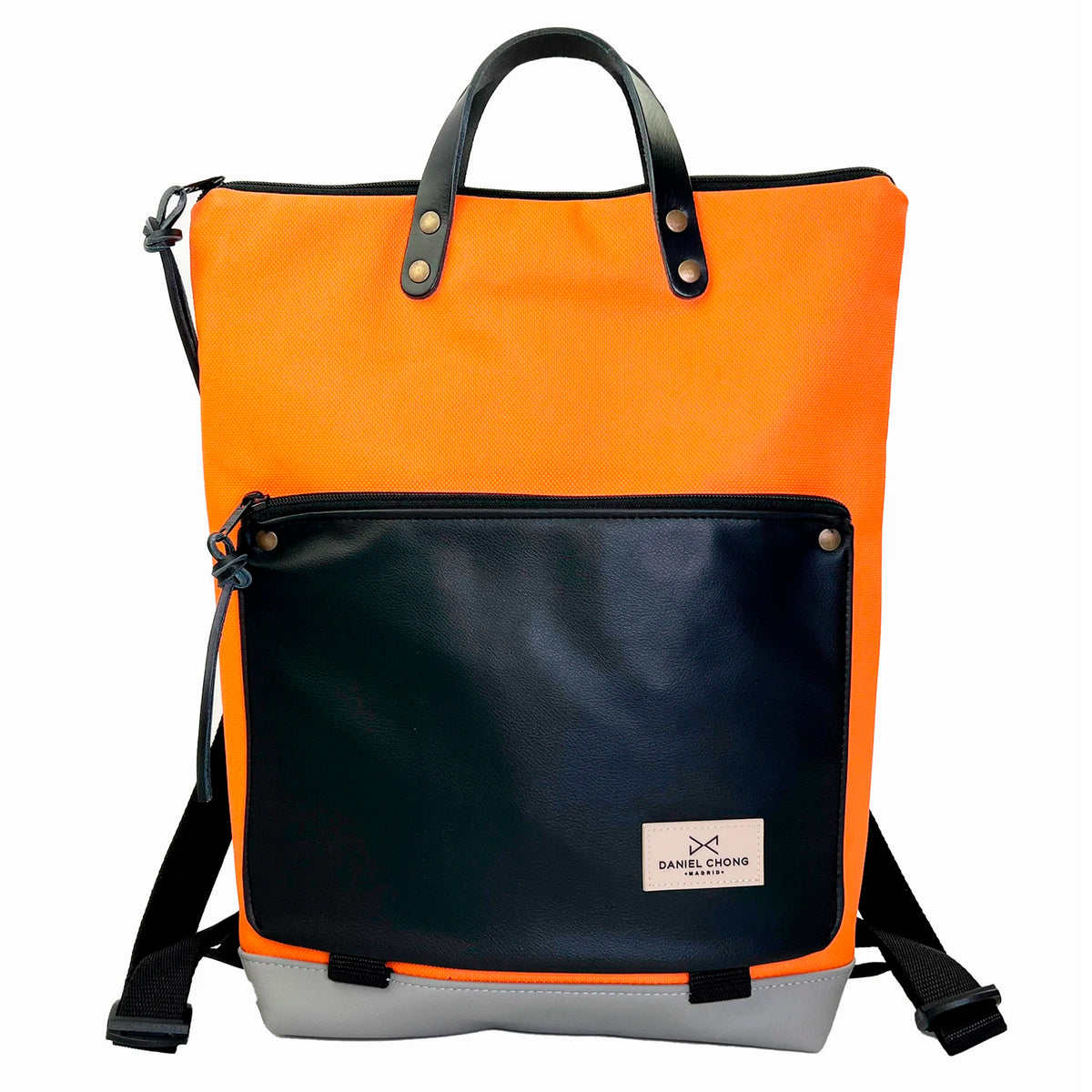 Mochila Book Holder Impermeable con bolsillo extra Daniel Chong - Naranja con bolsillo negro