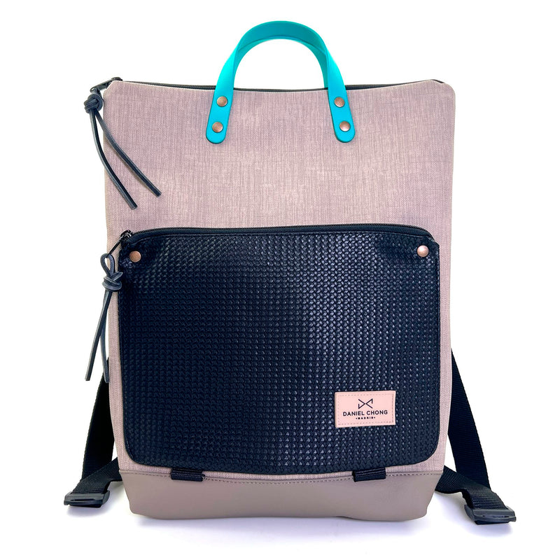 Mochila Book Holder Impermeable con bolsillo extra Daniel Chong - Gris con bolsillo negro