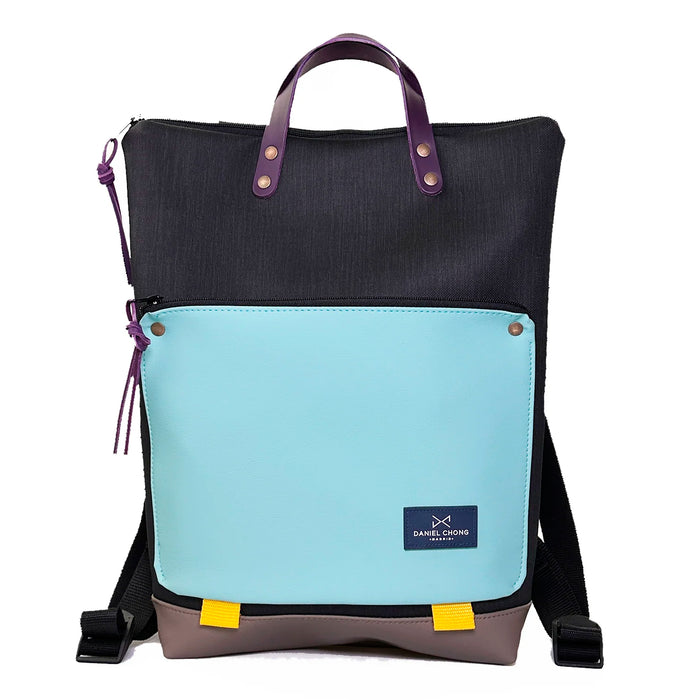 Mochila Book Holder Impermeable con bolsillo extra Daniel Chong - Negro con bolsillo azul