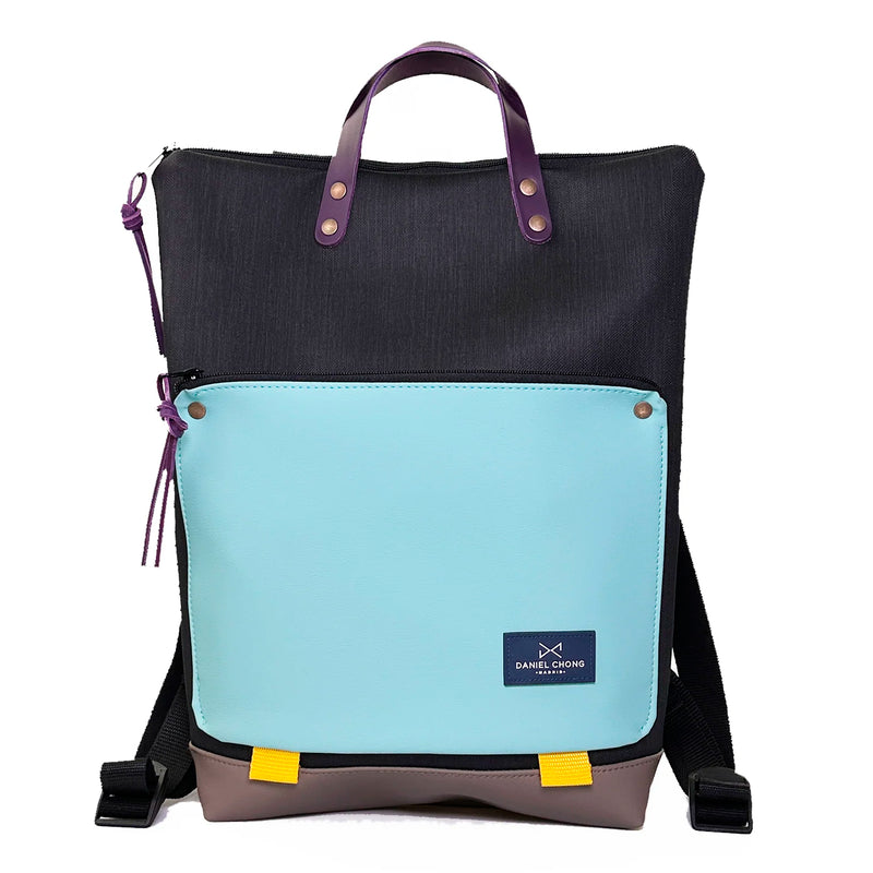 Mochila Book Holder Impermeable con bolsillo extra Daniel Chong - Negro con bolsillo azul