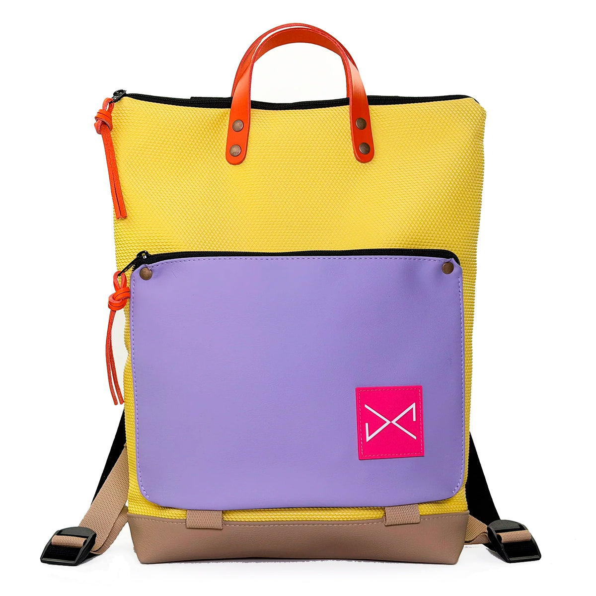 Mochila Book Holder Impermeable con bolsillo extra Daniel Chong - Amarillo con bolsillo lila