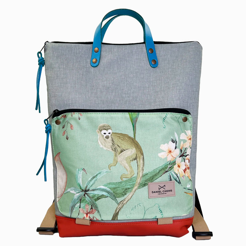 Mochila Book Holder Impermeable con bolsillo extra Daniel Chong - Gris con bolsillo jungla