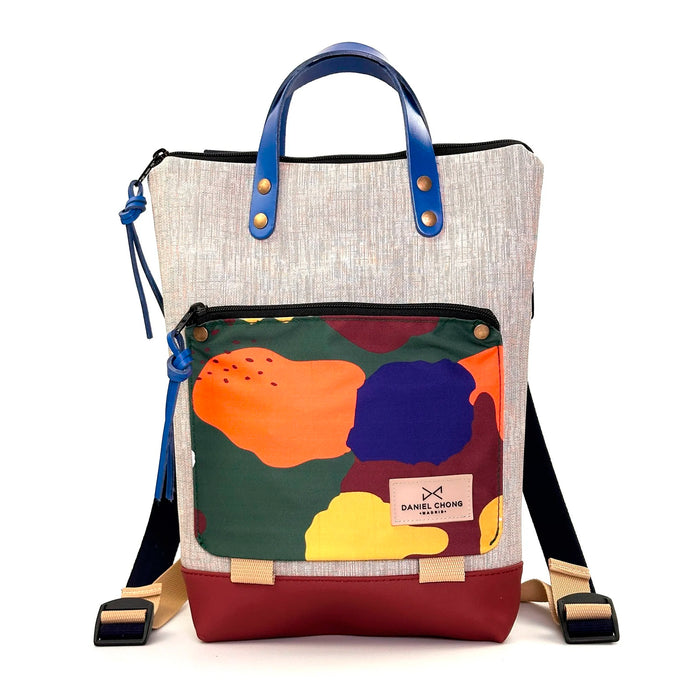 Mochila Mini Book Holder Impermeable con bolsillo extra Daniel Chong - Gris con bolsillo camuflaje