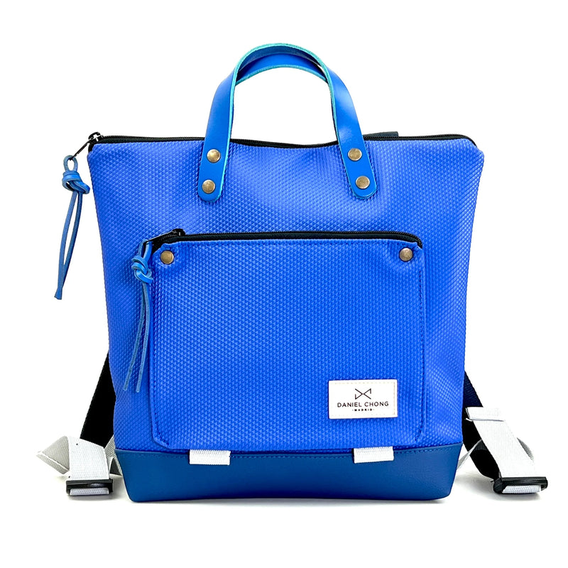 Mochila Mini Book Holder Cuadrada Zafiro con bolsillo extra Daniel Chong - Azul