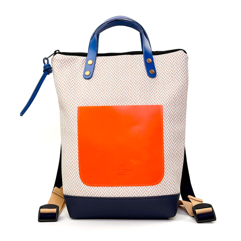 Mochila Mini Impermeable con bolsillo extra Daniel Chong - Espiga con bolsillo naranja