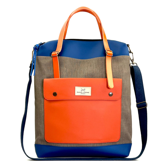 Bolso-mochila The Wanderer de Daniel Chong - Gris con bolsillo naranja