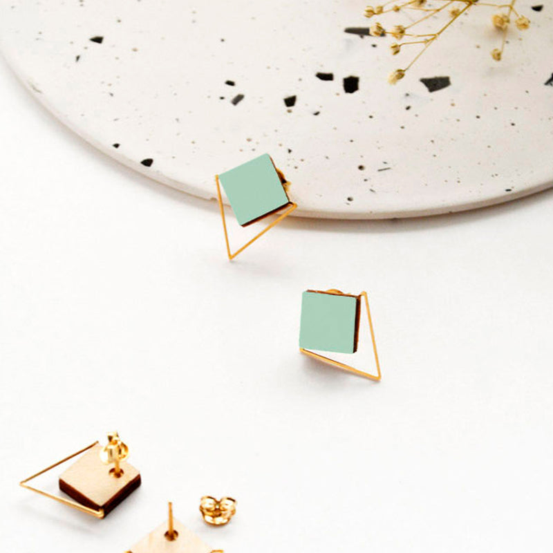 Pendientes - Square Studs Peppermint