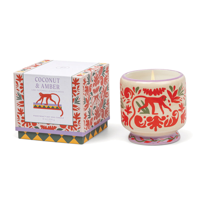 Vela en cuenco cerámico Paddywax - Coco y Ámbar 🐒