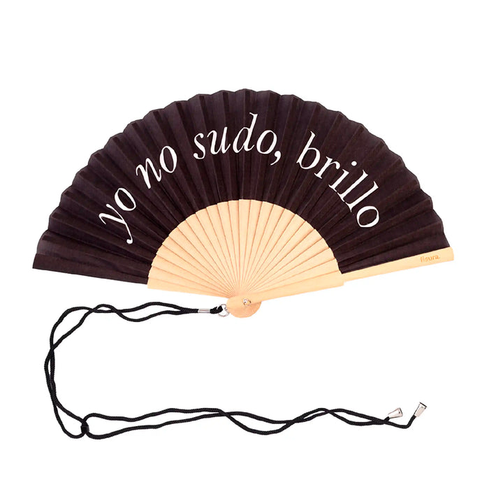 Abanico Fisura - "Yo no sudo, brillo" negro