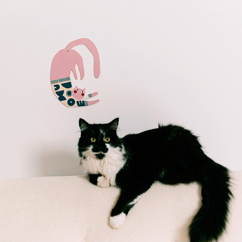 Decoración de pared - Gato rosa con jersey