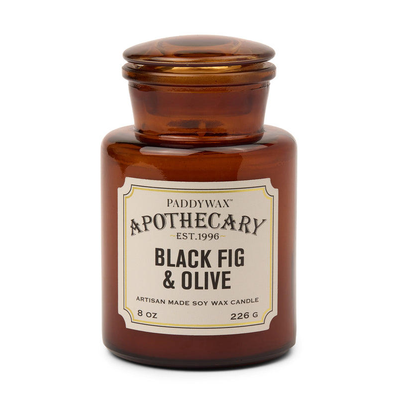 Vela en frasco de botica Paddywax - Higo Negro y Oliva