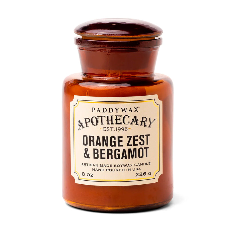 Vela en frasco de botica Paddywax - Cáscara de naranja y bergamota