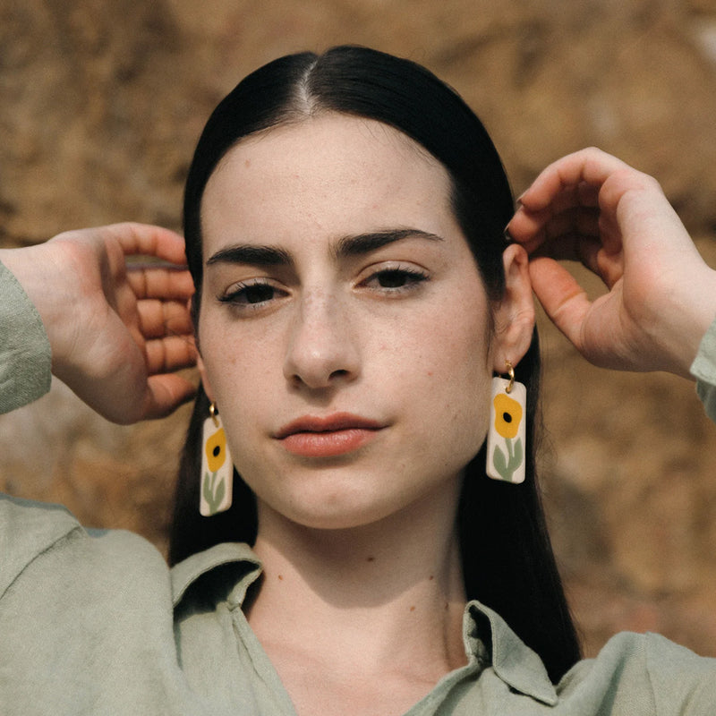 Pendientes de aro - Lira amarillo