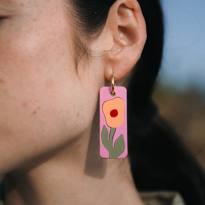 Pendientes de aro - Lira Rosa