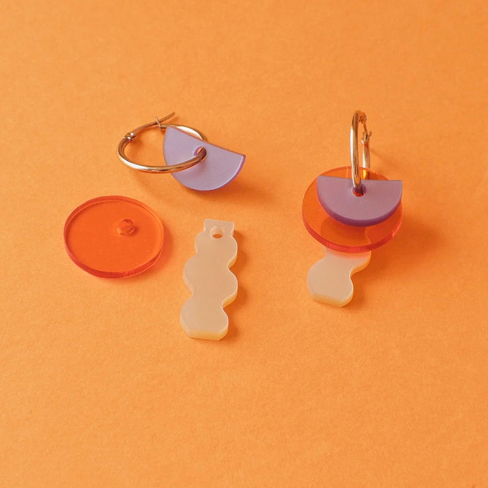 Pendientes - Aros Alfar Malva, Naranja y Crema