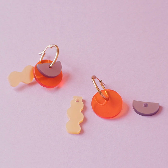 Pendientes - Aros Alfar Malva, Naranja y Crema