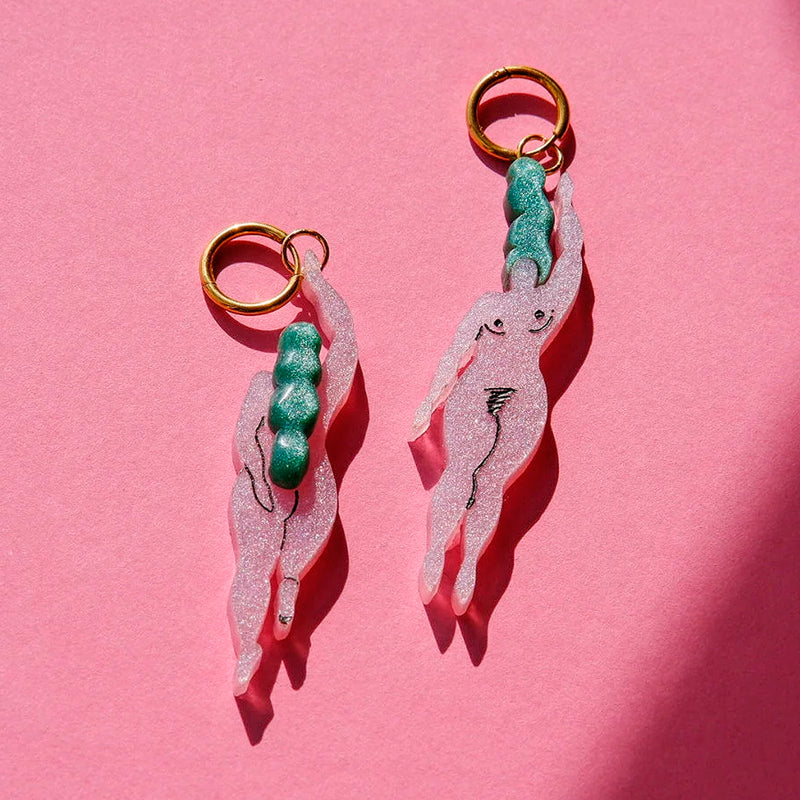Pendientes - Aros Naire Rosa y Verde Agua