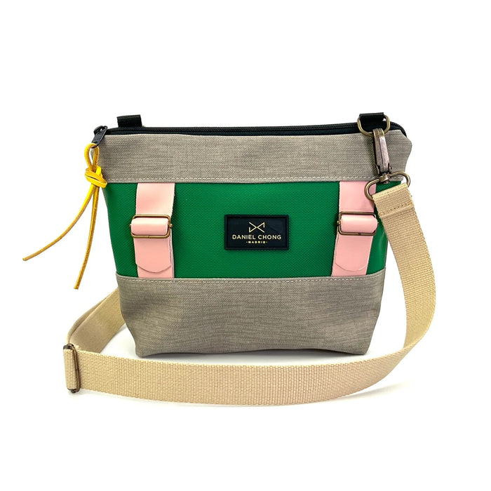 Bandolera Mini Basket Daniel Chong - Rosa, verde y gris