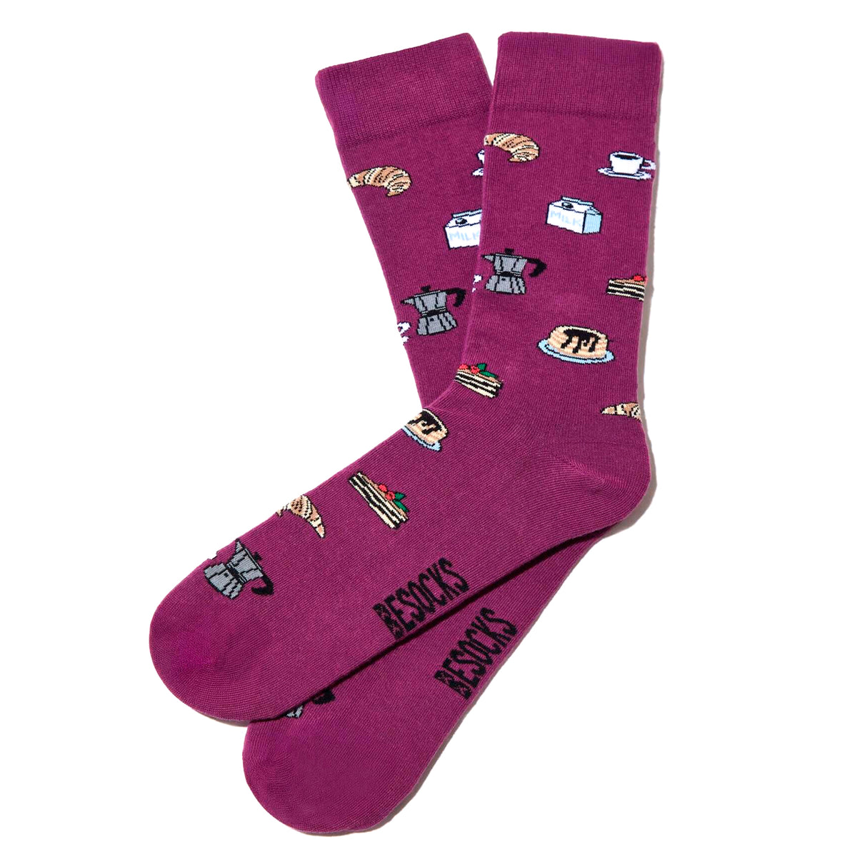 Calcetines Besocks - BeSweetBreakfast Purple ☕🥐