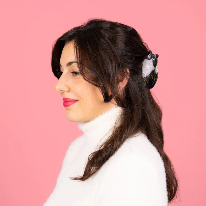 Pinza para el pelo - Gato blanco y negro