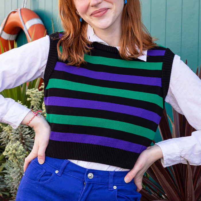 Chaleco - Black, purple and green stripe