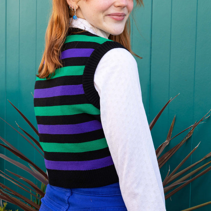 Chaleco - Black, purple and green stripe