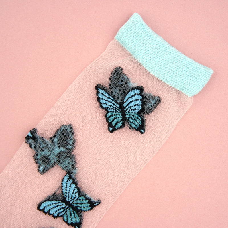 Calcetines transparentes - Mariposa azul