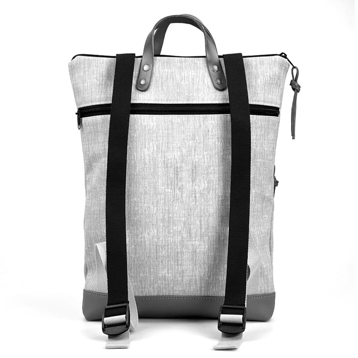 Mochila Book Holder Impermeable con bolsillo extra Daniel Chong - Gris con bolsillo fucsia