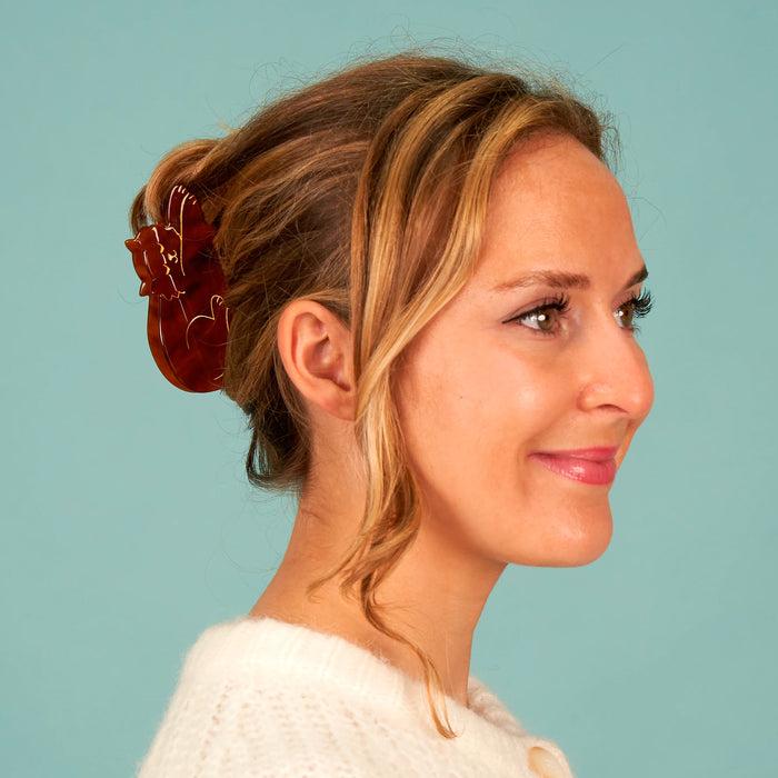 Pinza para el pelo - Gato Marrón 🐱