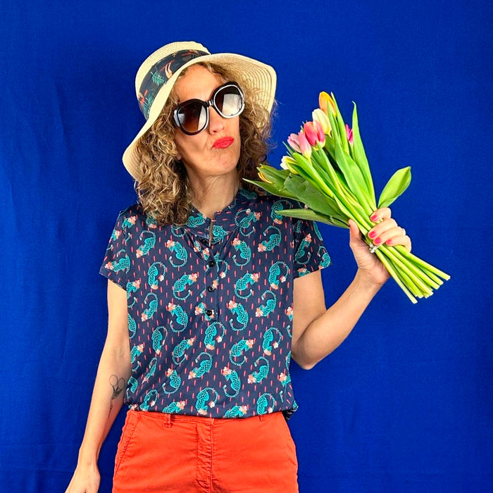 Camisa La Compiano - Mao Blue Panter