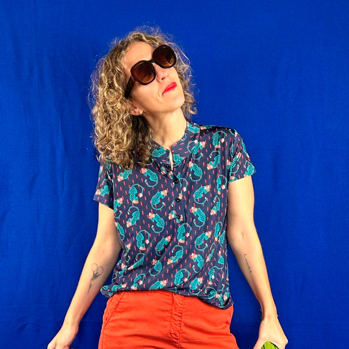 Camisa La Compiano - Mao Blue Panter