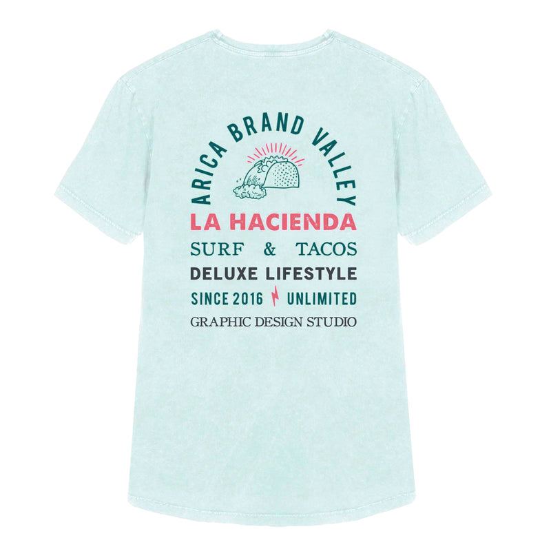 Camiseta Arica Brand - Hacienda Pale Blue 🌮🌊