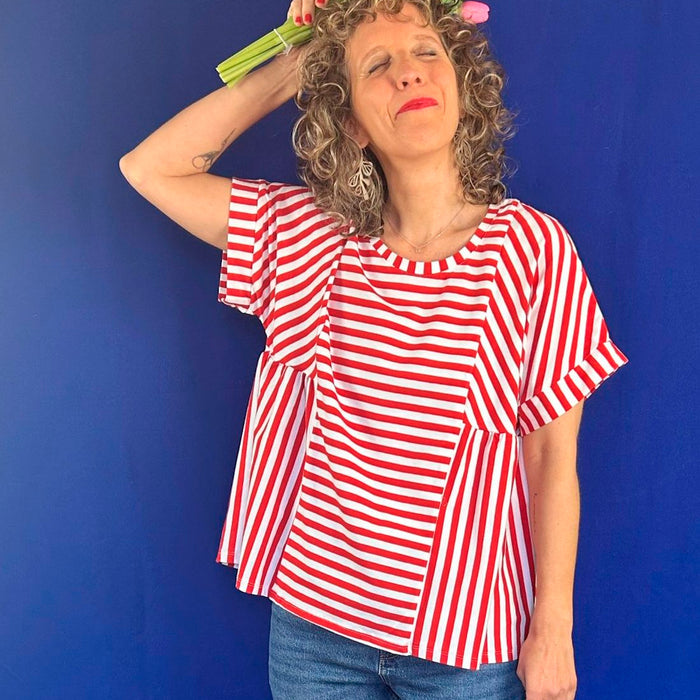 Camiseta La Compiano - Taiyaki Rayas Roja